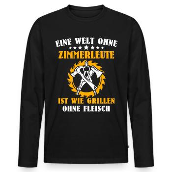 Zimmermann Job Zimmerer - Männer Premium Bio Langarmshirt - Schwarz - Vorne - Nico (187cm)