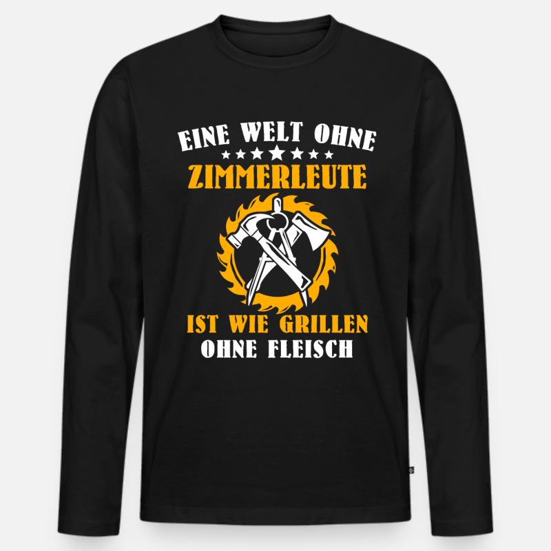 Zimmermann Job Zimmerer - Männer Premium Bio Langarmshirt - Schwarz