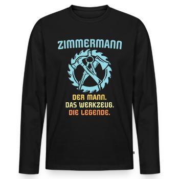 Zimmermann Job Zimmerer - Männer Premium Bio Langarmshirt - Schwarz - Vorne - Nico (187cm)