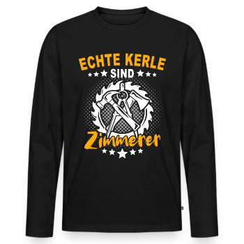 Zimmermann Zimmerer Zimmerleute - Männer Premium Bio Langarmshirt - Schwarz - Vorne - Nico (187cm)