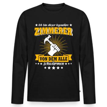 Zimmermann Zimmerer Zimmerleute - Männer Premium Bio Langarmshirt - Schwarz - Vorne - Nico (187cm)