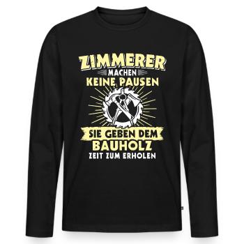 Zimmermann Zimmerer Zimmerleute - Männer Premium Bio Langarmshirt - Schwarz - Vorne - Nico (187cm)