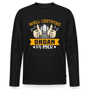 Organist Organist Organ - Men's Premium Organic Long Sleeve Shirt - black - Front - Nico (187cm)