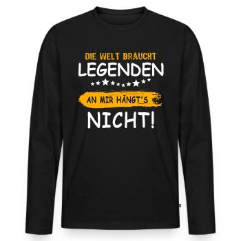 Legende Sprüche Legenden - Männer Premium Bio Langarmshirt - Schwarz - Vorne - Nico (187cm)