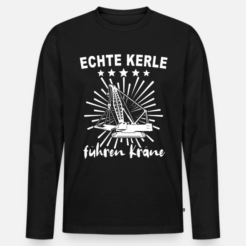 Kranfahrer Kranführer Kran - Männer Premium Bio Langarmshirt - Schwarz