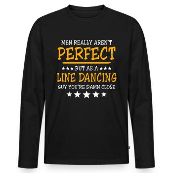 Line Dancing Perfect Line Dance - Männer Premium Bio Langarmshirt - Schwarz - Vorne - Nico (187cm)