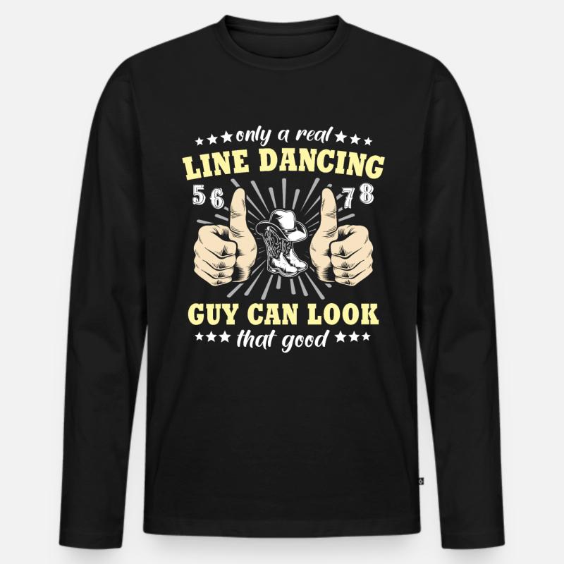 Line Dancing Geschenk - Männer Premium Bio Langarmshirt - Schwarz
