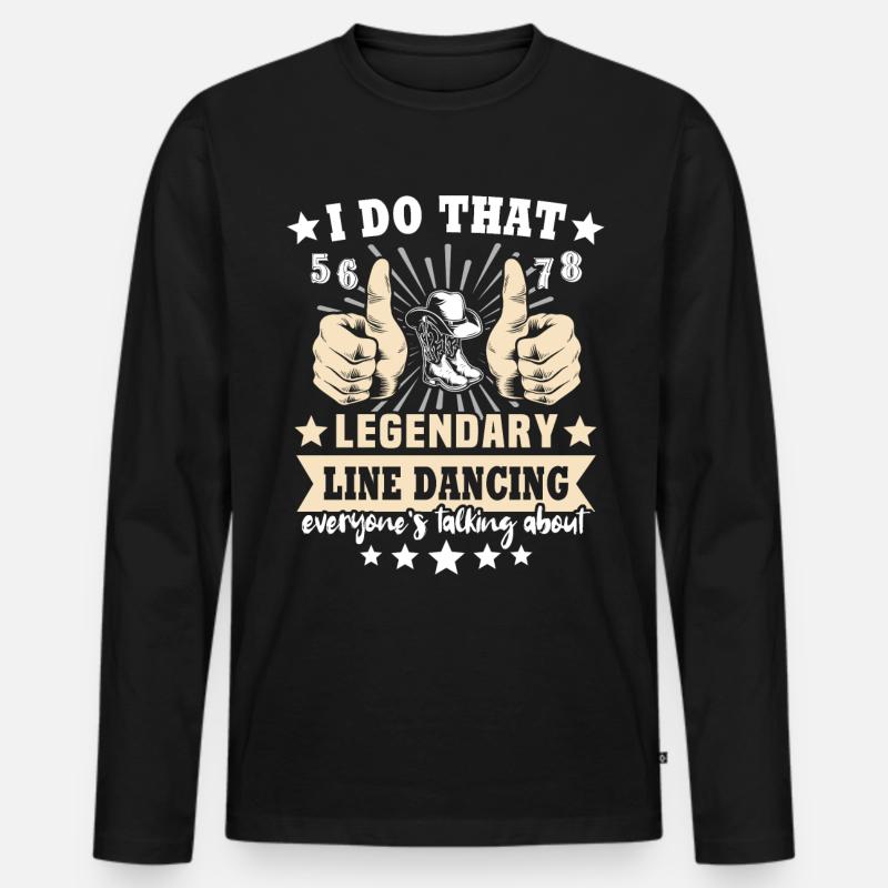 Line Dancing Geschenk - Männer Premium Bio Langarmshirt - Schwarz