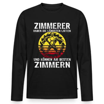 Zimmerer Sprüche Zimmermann - Männer Premium Bio Langarmshirt - Schwarz - Vorne - Nico (187cm)