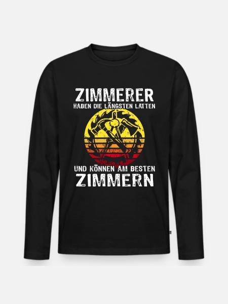 Zimmerer Sprüche Zimmermann - Männer Premium Bio Langarmshirt - Schwarz