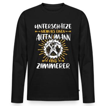 Zimmerer Sprüche Zimmermann - Männer Premium Bio Langarmshirt - Schwarz - Vorne - Nico (187cm)