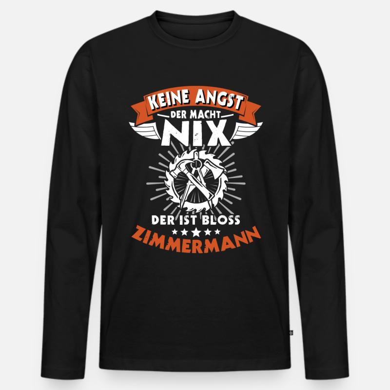 Zimmerer Sprüche Zimmermann - Männer Premium Bio Langarmshirt - Schwarz