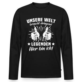 Legende Legenden - Männer Premium Bio Langarmshirt - Schwarz - Vorne - Nico (187cm)