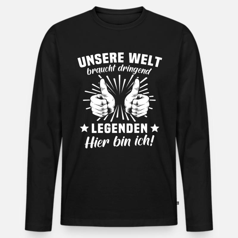 Legende Legenden - Männer Premium Bio Langarmshirt - Schwarz