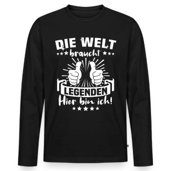Legende Legenden - Männer Premium Bio Langarmshirt - Schwarz - Vorne - Nico (187cm)