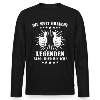 Legende Legenden - Männer Premium Bio Langarmshirt - Schwarz - Vorne - Nico (187cm)
