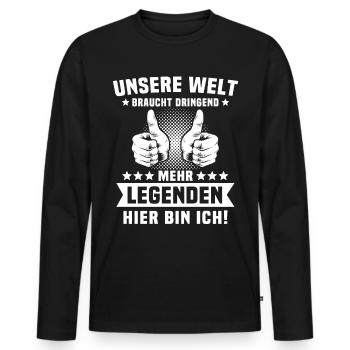 Legende Legenden - Männer Premium Bio Langarmshirt - Schwarz - Vorne - Nico (187cm)