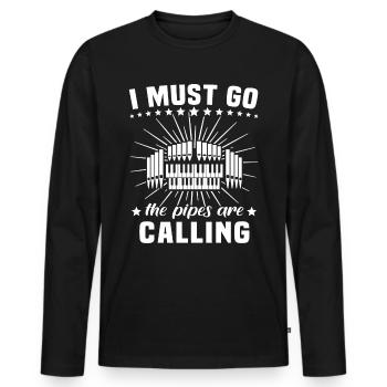Organist Organist Organ - Men's Premium Organic Long Sleeve Shirt - black - Front - Nico (187cm)