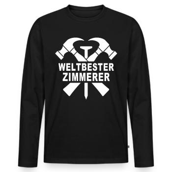 Zimmermann Zimmerer Zimmerleute - Männer Premium Bio Langarmshirt - Schwarz - Vorne - Nico (187cm)