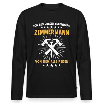 Zimmermann Zimmerer Zimmerleute - Männer Premium Bio Langarmshirt - Schwarz - Vorne - Nico (187cm)
