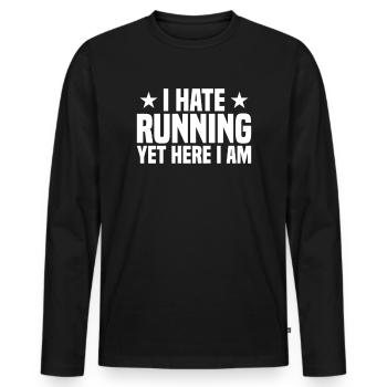 Laufen Joggen Marathon - Männer Premium Bio Langarmshirt - Schwarz - Vorne - Nico (187cm)