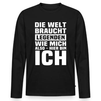 Legenden Geschenk Legende - Männer Premium Bio Langarmshirt - Schwarz - Vorne - Nico (187cm)
