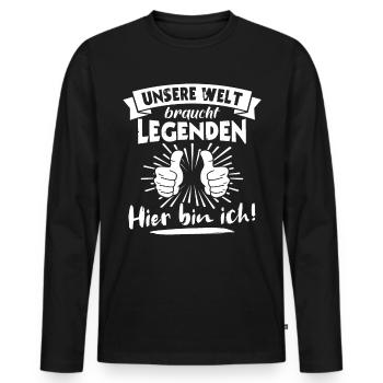 Legenden Geschenk Legende - Männer Premium Bio Langarmshirt - Schwarz - Vorne - Nico (187cm)