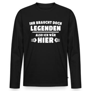 Legenden Geschenk Legende - Männer Premium Bio Langarmshirt - Schwarz - Vorne - Nico (187cm)