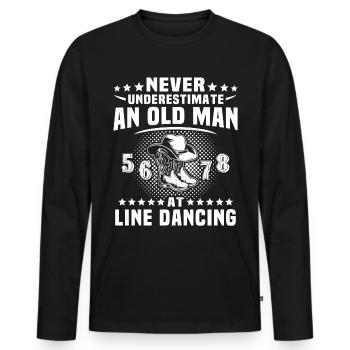 Line Dance Man Line Dancing Men - Männer Premium Bio Langarmshirt - Schwarz - Vorne - Nico (187cm)