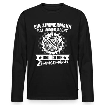 Zimmermann Zimmerer - Männer Premium Bio Langarmshirt - Schwarz - Vorne - Nico (187cm)