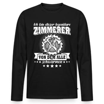 Zimmermann Zimmerer - Männer Premium Bio Langarmshirt - Schwarz - Vorne - Nico (187cm)