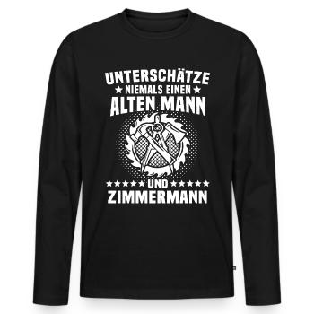 Zimmermann Zimmerer - Männer Premium Bio Langarmshirt - Schwarz - Vorne - Nico (187cm)