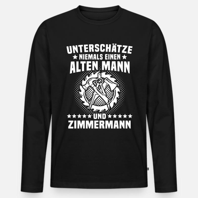 Zimmermann Zimmerer - Männer Premium Bio Langarmshirt - Schwarz