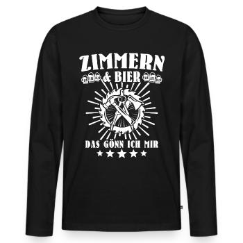 Zimmermann Zimmerer - Männer Premium Bio Langarmshirt - Schwarz - Vorne - Nico (187cm)