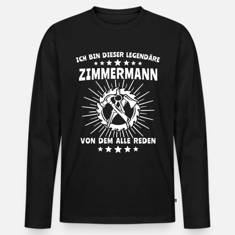 Zimmermann Zimmerer - Männer Premium Bio Langarmshirt - Schwarz