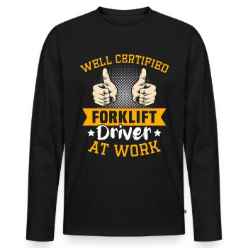 Forklift Driver Forklift Warehouse Forklift - Men's Premium Organic Long Sleeve Shirt - black - Front - Nico (187cm)