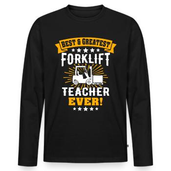 Forklift Driver Forklift Warehouse Forklift - Men's Premium Organic Long Sleeve Shirt - black - Front - Nico (187cm)