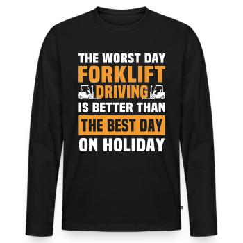 Forklift Driver Forklift Warehouse Forklift - Men's Premium Organic Long Sleeve Shirt - black - Front - Nico (187cm)