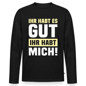Tu l’as bien tu m’as - T-shirt manches longues Premium bio Homme - noir - Devant - Nico (187cm)