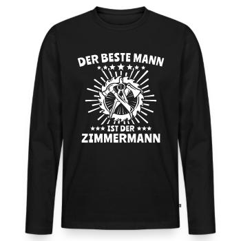 Bester Zimmermann Zimmerer - Männer Premium Bio Langarmshirt - Schwarz - Vorne - Nico (187cm)