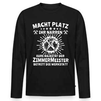 Zimmermann Zimmern Zimmerer - Männer Premium Bio Langarmshirt - Schwarz - Vorne - Nico (187cm)