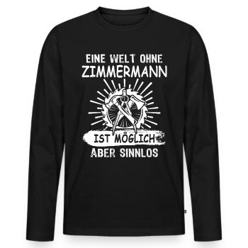 Zimmermann Zimmerer - Männer Premium Bio Langarmshirt - Schwarz - Vorne - Nico (187cm)