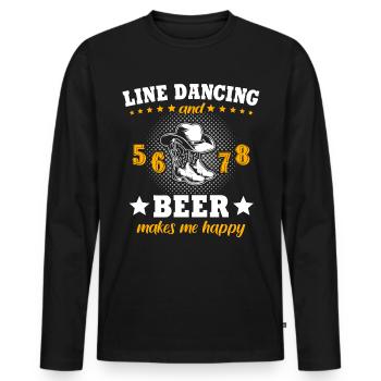 Line Dance - Männer Premium Bio Langarmshirt - Schwarz - Vorne - Nico (187cm)