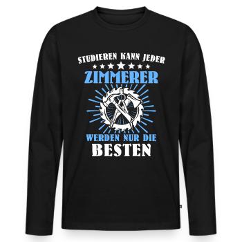 Zimmermann Zimmerer Zimmerleute - Männer Premium Bio Langarmshirt - Schwarz - Vorne - Nico (187cm)