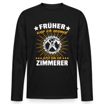Zimmermann Zimmerer Zimmerleute - Männer Premium Bio Langarmshirt - Schwarz - Vorne - Nico (187cm)