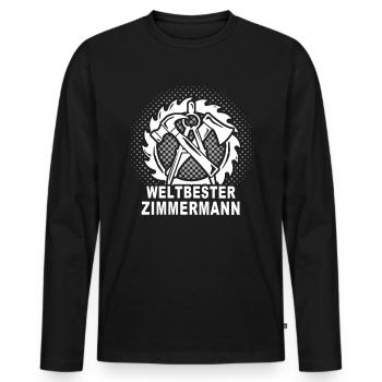 Zimmermann Zimmerer Zimmerleute - Männer Premium Bio Langarmshirt - Schwarz - Vorne - Nico (187cm)