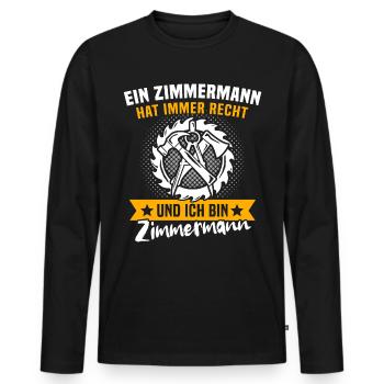 Zimmermann Zimmerer Zimmerleute - Männer Premium Bio Langarmshirt - Schwarz - Vorne - Nico (187cm)