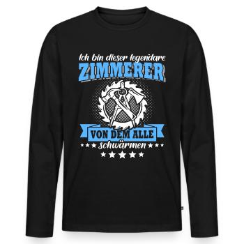 Zimmermann Zimmerer Zimmerleute - Männer Premium Bio Langarmshirt - Schwarz - Vorne - Nico (187cm)