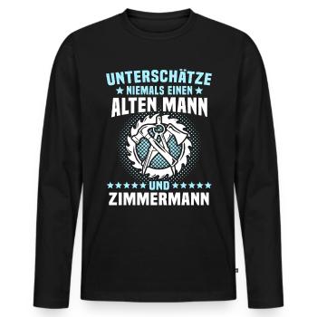 Zimmermann Zimmerer - Männer Premium Bio Langarmshirt - Schwarz - Vorne - Nico (187cm)