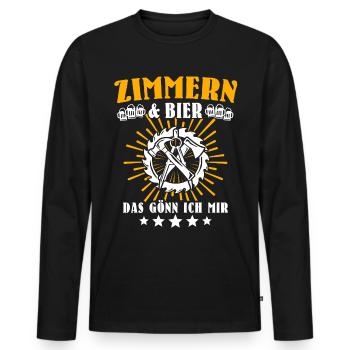 Zimmermann Zimmerer - Männer Premium Bio Langarmshirt - Schwarz - Vorne - Nico (187cm)
